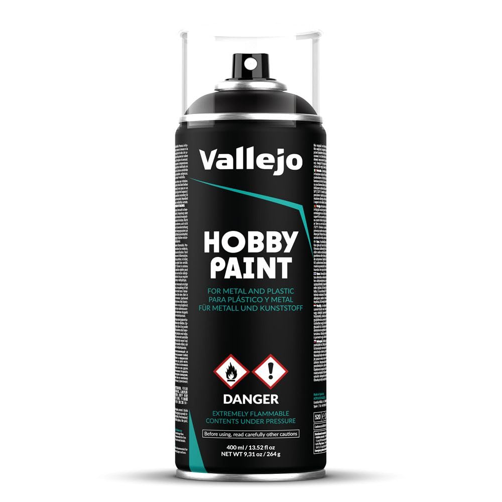 Vallejo Nero Black Primer Spray 400ml - Smooth Base Coat