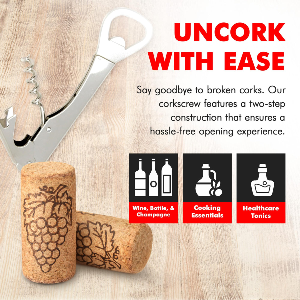 Chef Craft Corkscrew and Bottle Opener - Stainless Steel