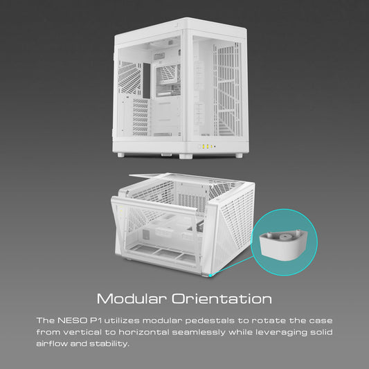 GAMDIAS NESO P1 White Full-Tower Gaming Case Dual Chamber Tempered Glass
