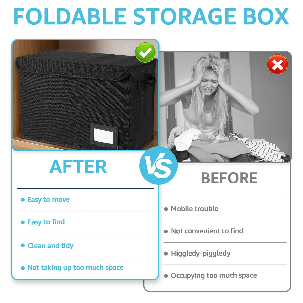 Comic Book Storage Box 150-180 Comics Foldable Organizer Bin Black