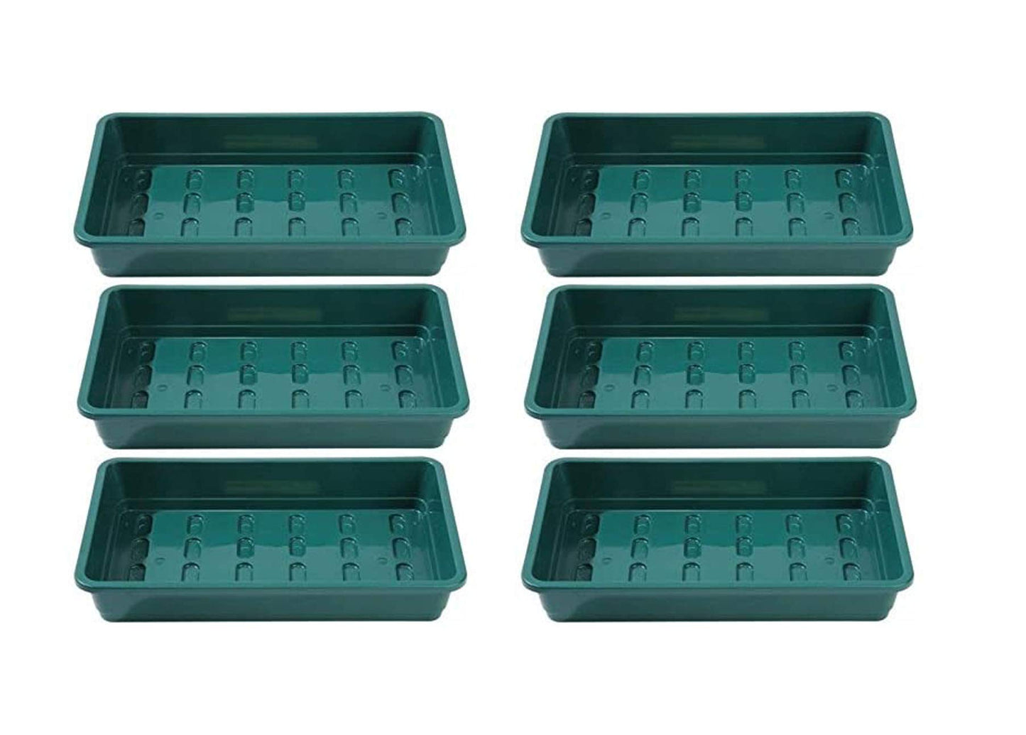 Professional Thick Seed Tray 23cm Green Without Holes Pack of 6 - Heavy Duty