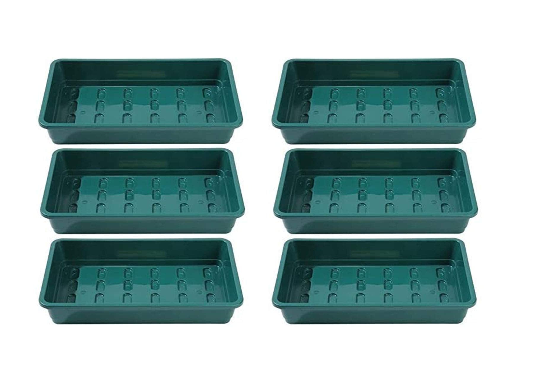 Professional Thick Seed Tray 23cm Green Without Holes Pack of 6 - Heavy Duty