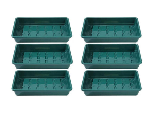 Professional Thick Seed Tray 23cm Green Without Holes Pack of 6 - Heavy Duty