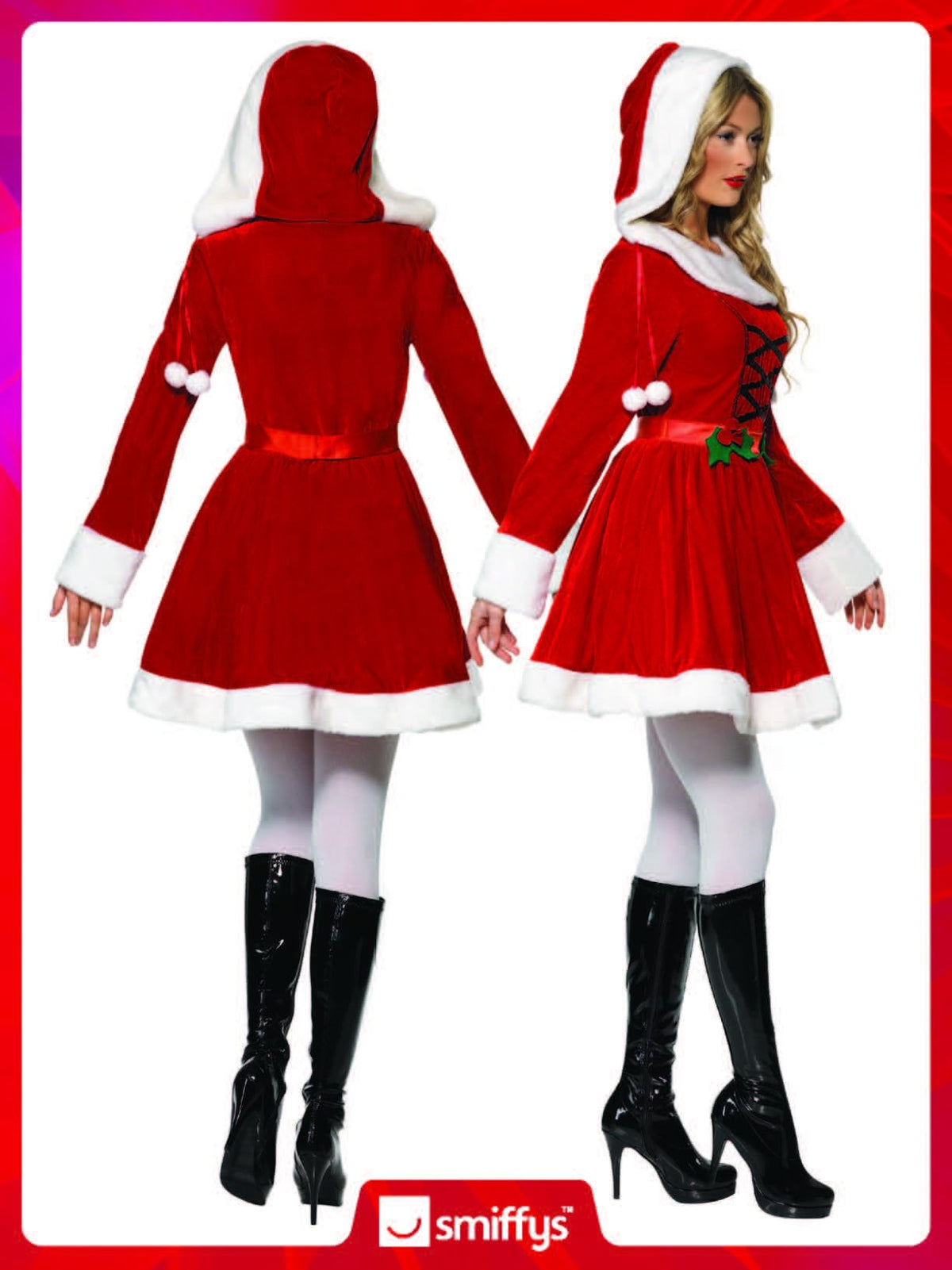 Smiffys Miss Santa Costume Red Dress Women's Size 8-10