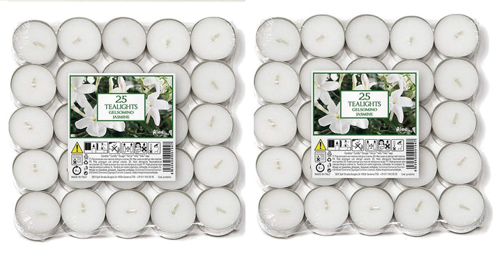 Price's Jasmine Scented Tea Lights 2x25 Pack Bundle (50x Total Tealights)