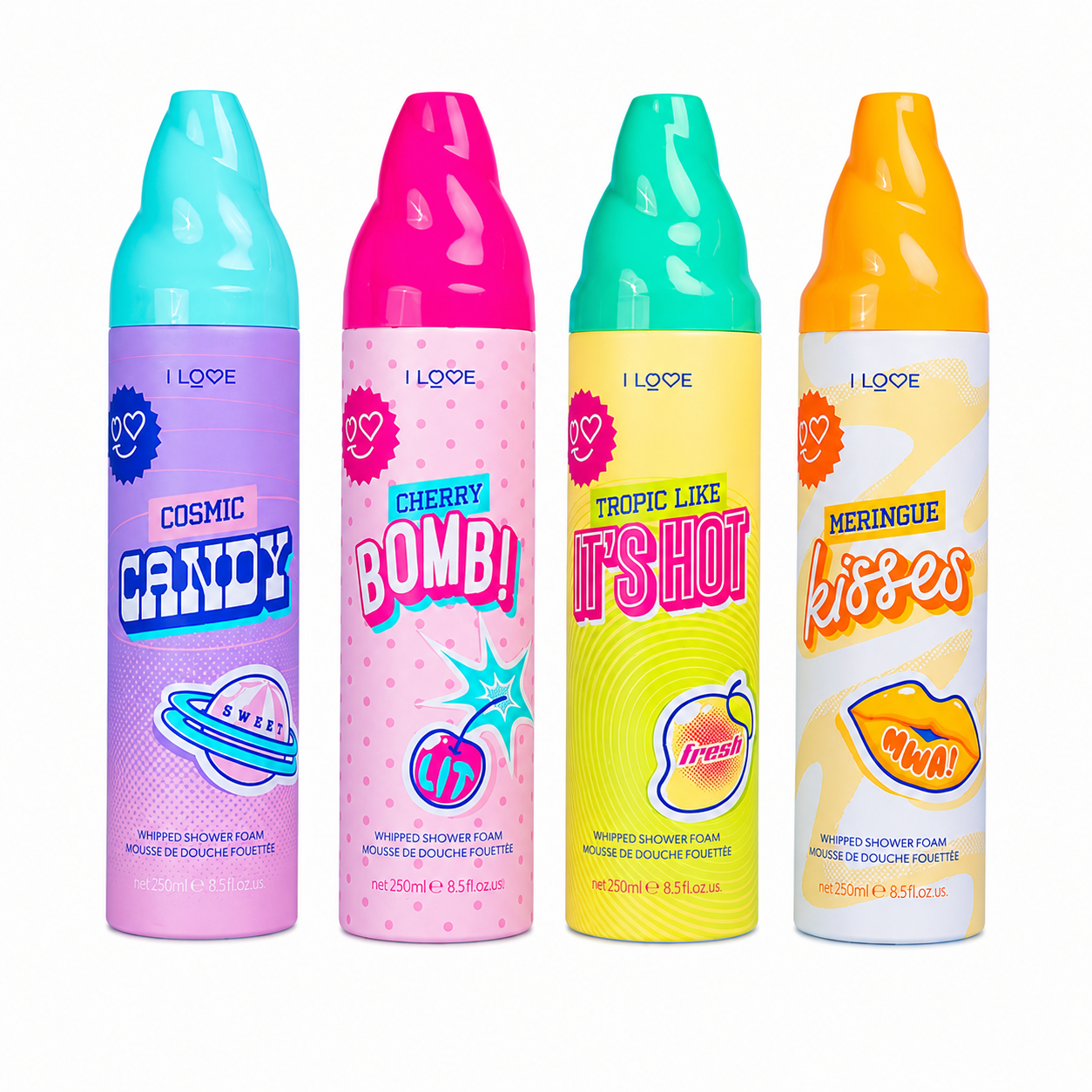 I LOVE Shower Foam Scented Body Wash 4x Multi Scent Pack Bundle