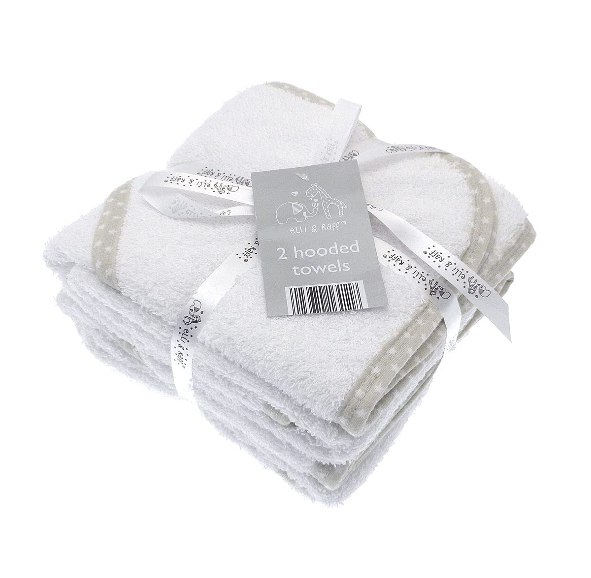eLLi & Raff 2pk Hooded Baby Towel White