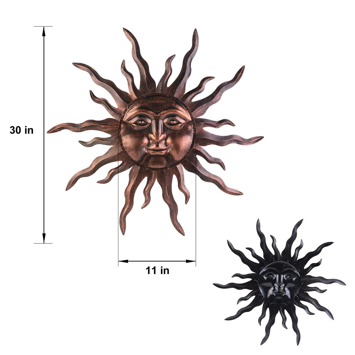 Large Metal Sun Wall Art Decor- 30 inches Sun Wall Hanging Bronze Decoration for Indoor Outdoor