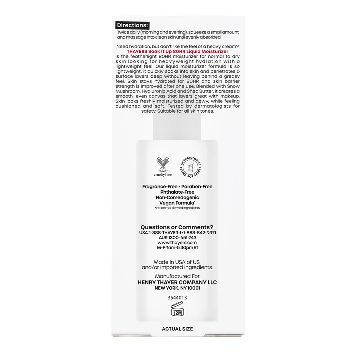 Thayers Soak Your Skin 80HR Liquid Hyaluronic Face Moisturiser 75ml
