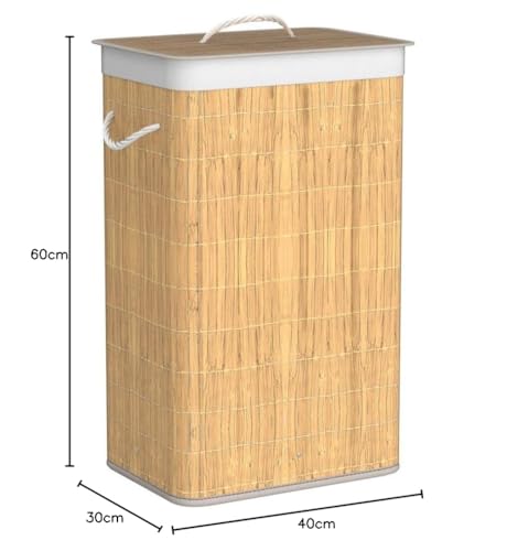 COUNTRY CLUB 124024869 Bamboo Natural Eco-Friendly Hamper Laundry Basket with