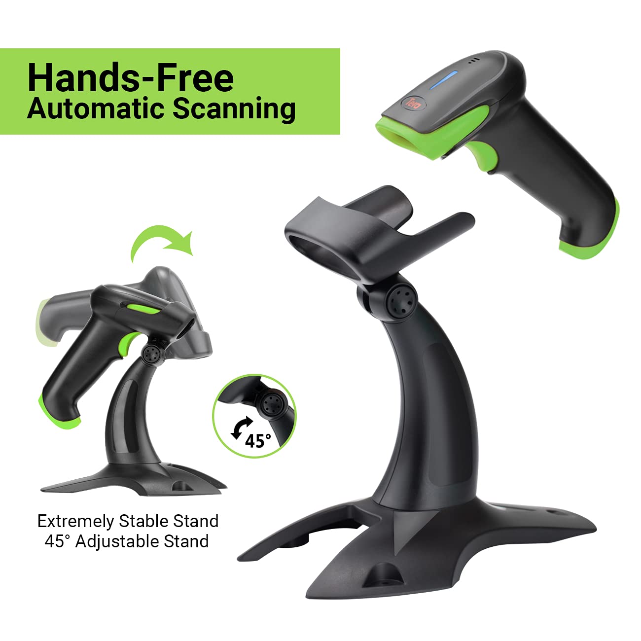 Tera Pro 1D 2D Wireless Barcode Scanner with Stand