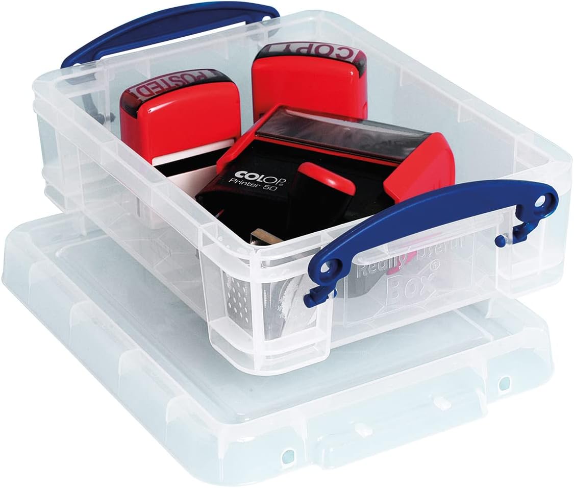 Really Useful Box 1.75 Litre Clear Plastic Storage Container with Clip Handles & Lid