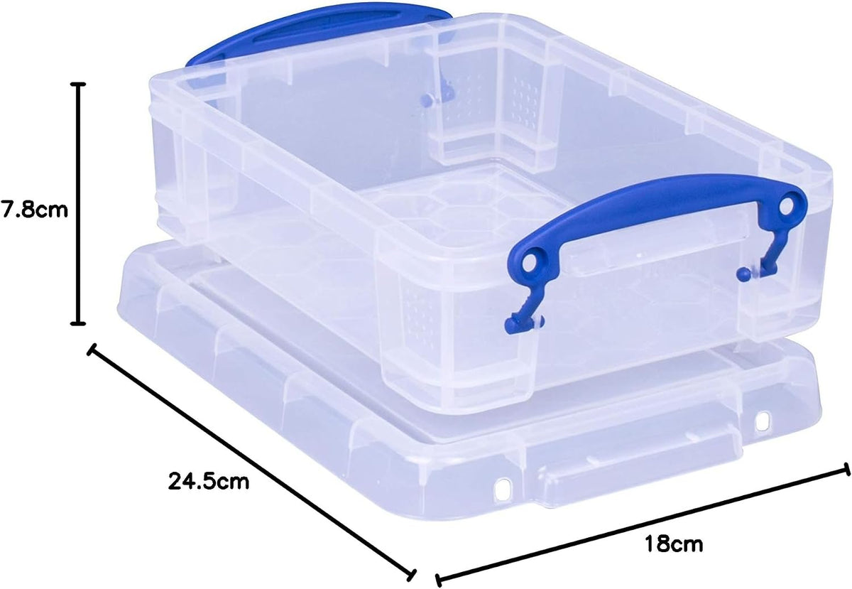 Really Useful Box 1.75 Litre Clear Plastic Storage Container with Clip Handles & Lid