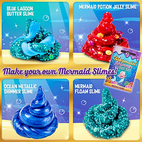 Original Stationery Mermaid Slime for Girls, 35 Pieces to Make DIY Glow in The Dark Slime with Lots of Glitter Slime Add Ins, Great Mermaid Gifts for Girls 9-12