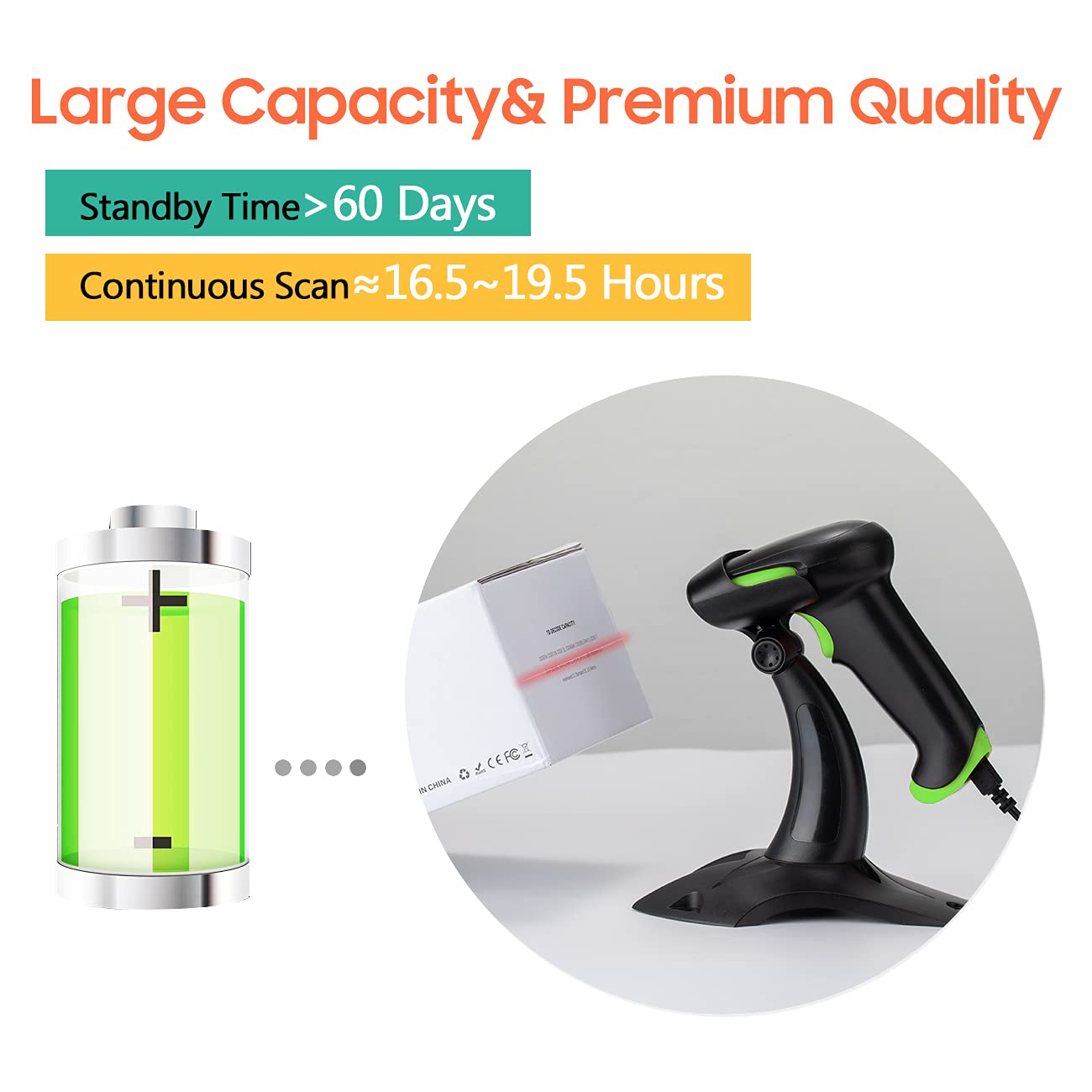 Tera Pro 1D 2D Wireless Barcode Scanner with Stand