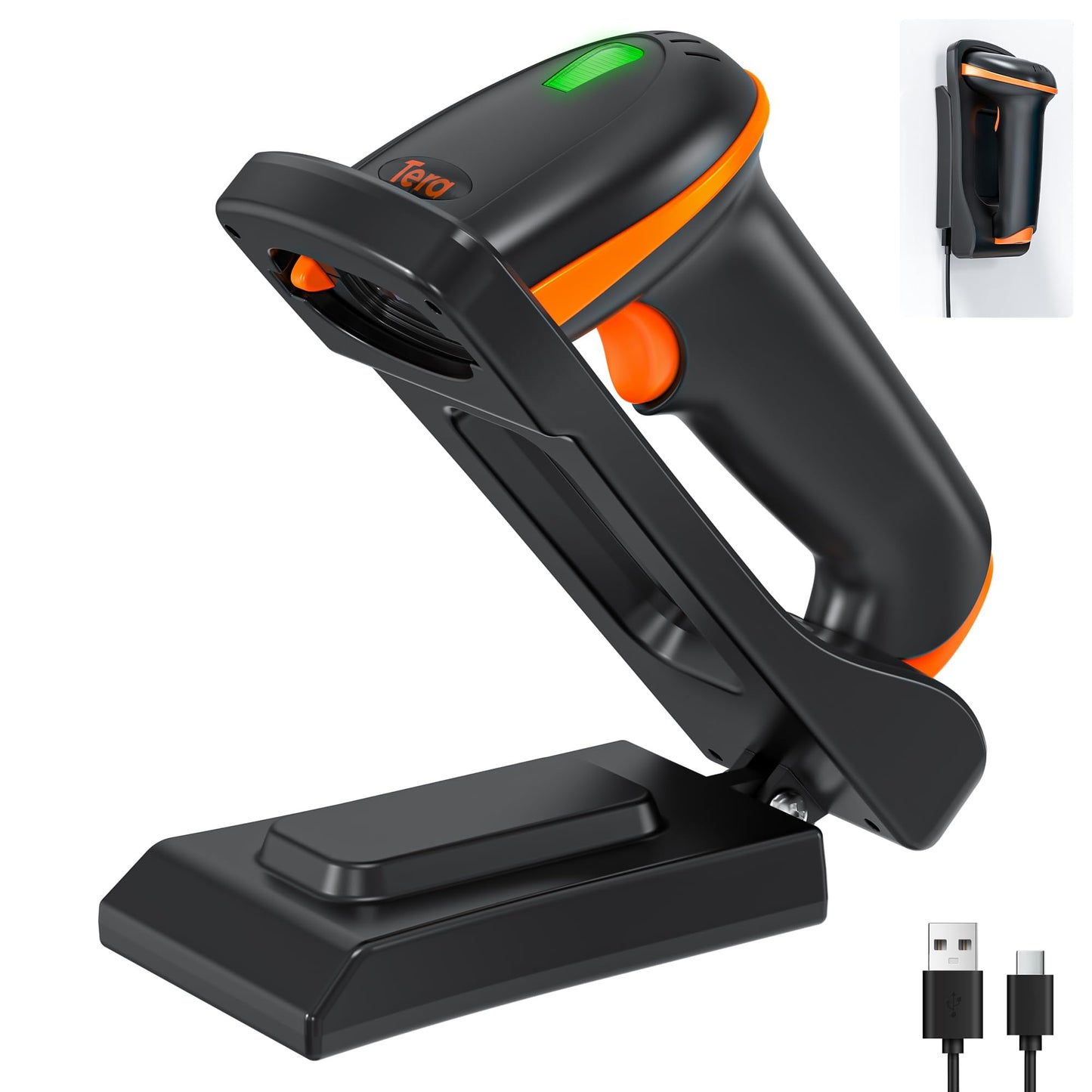 Tera Wireless 1D 2D QR Barcode Scanner with Stand