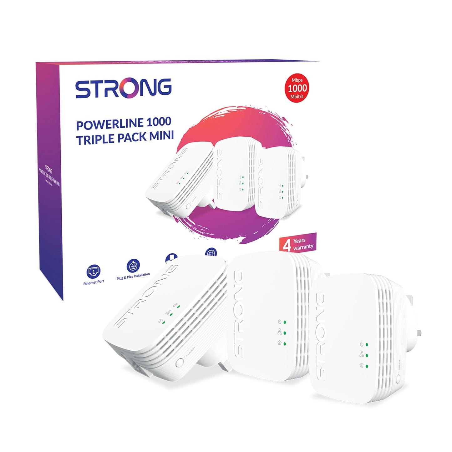 Strong PowerL1000TRI Mini AV1000 Powerline Adapter Kit