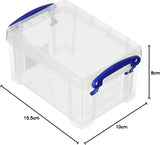 Really Useful Box 0.7 Litre Clear Plastic Storage Container 4x Pack with Clip Handles