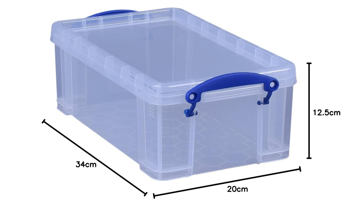Really Useful Box 5 Litre Clear Plastic Storage Container with Clip Handles & Lid
