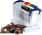 Really Useful Box 2.1 Litre Pack of 4, Clear Plastic Storage Container with Clip Handles & Lid
