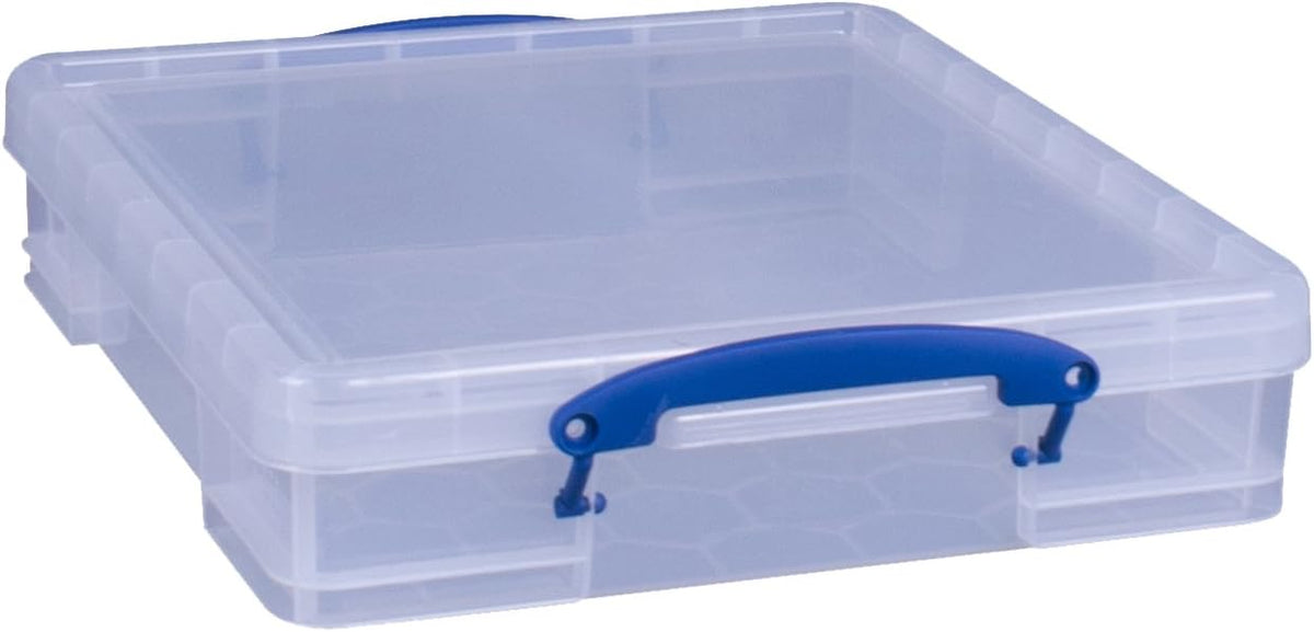 Really Useful Box 7 Litre Clear Plastic Storage Container 4x Pack with Clip Handles