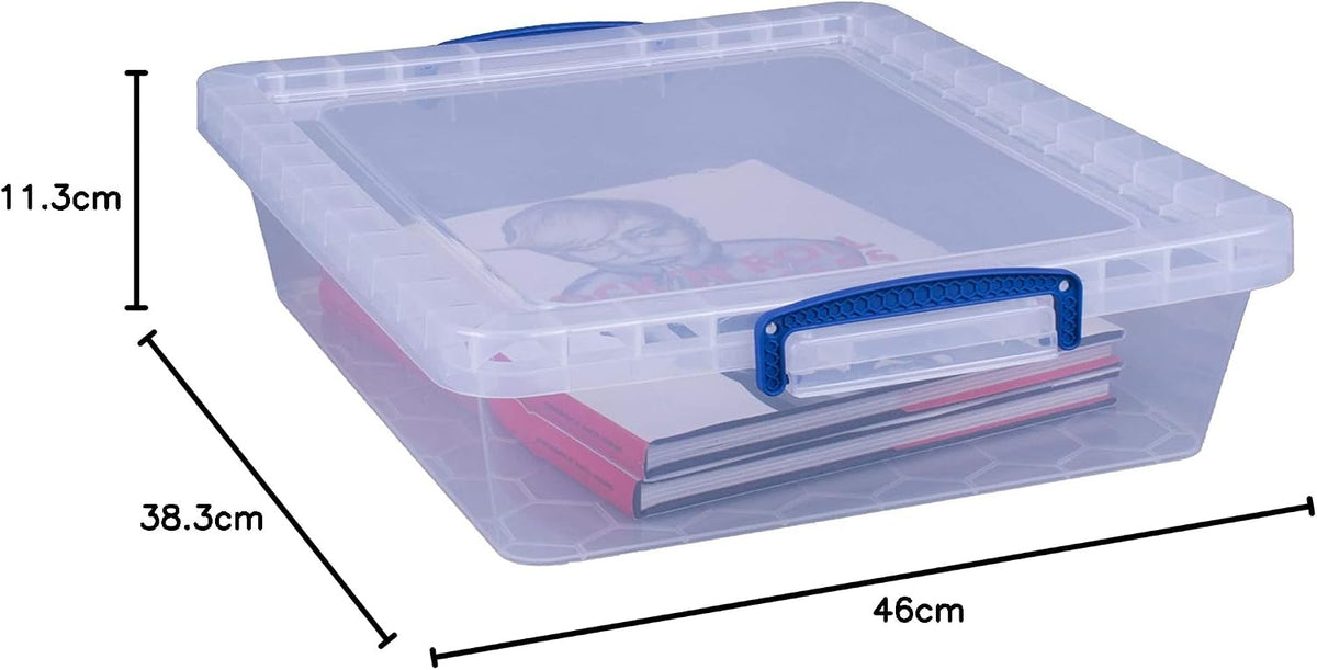 Really Useful Box 10.5 Litre Clear Plastic Storage Container 3x Pack with Clip Handles
