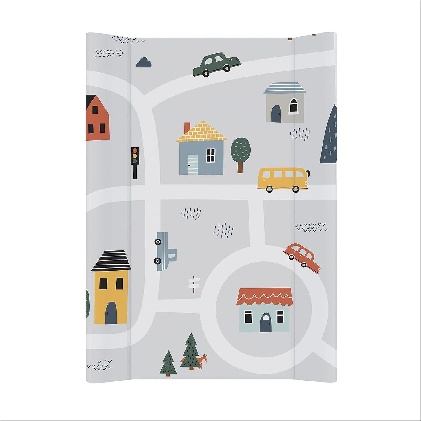 Baby Changing Mat Wedge Town Design 50x70cm Waterproof Pad in Grey/White