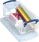 Really Useful Box 0.9 Litre Clear Plastic Storage Container with Clip Handles & Lid
