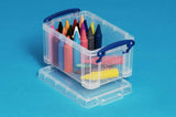 Really Useful Box 0.7 Litre Clear Plastic Storage Container 4x Pack with Clip Handles