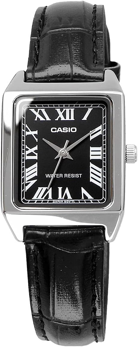 Casio LTP-V007L-1B Women's Analog Watch Black With Leather Strap