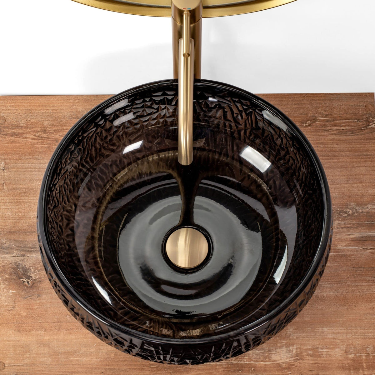 Rea Ice Black Glass Washbasin Countertop Bathroom Sink