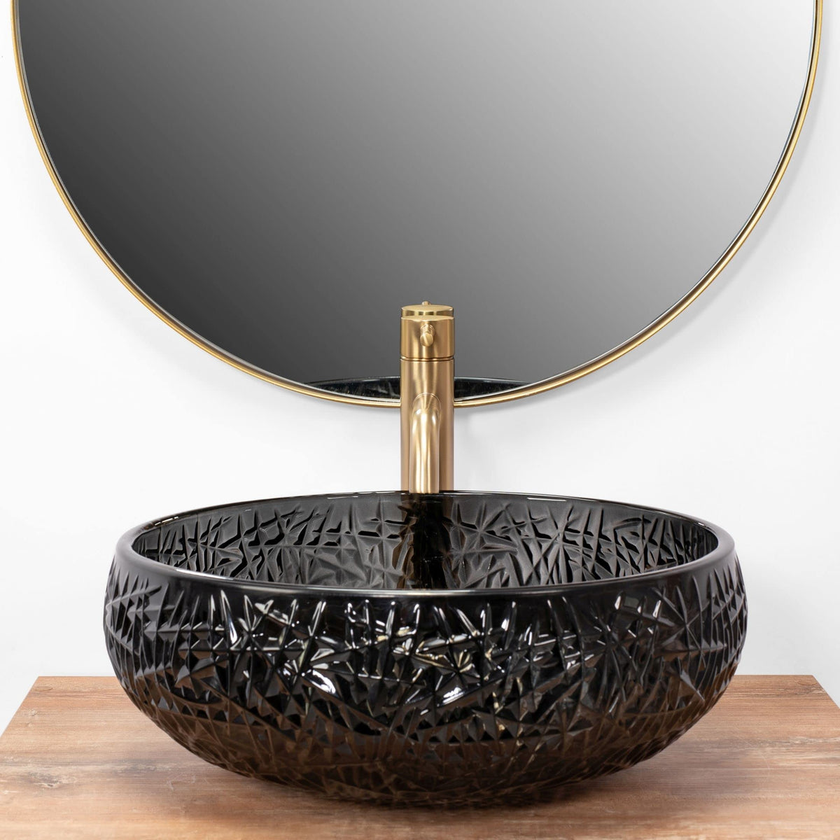 Rea Ice Black Glass Washbasin Countertop Bathroom Sink