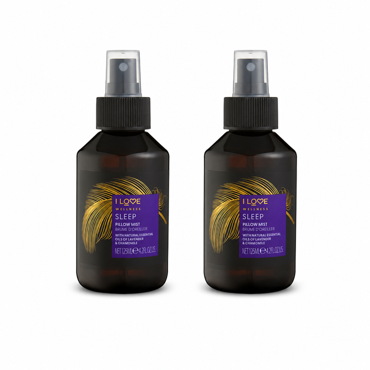 I LOVE Wellness Sleep Pillow Mist 2 Pack with Natural Essential Oils of Lavender & Chamomile