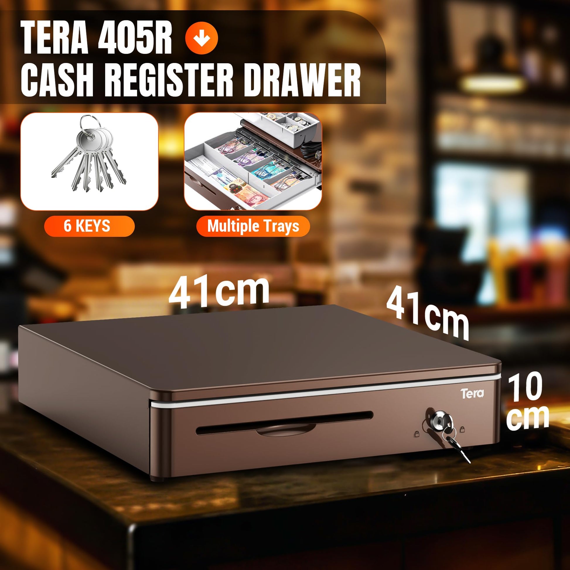 Tera 16 Inch Auto Open Cash Drawer with 5 Bill Slots