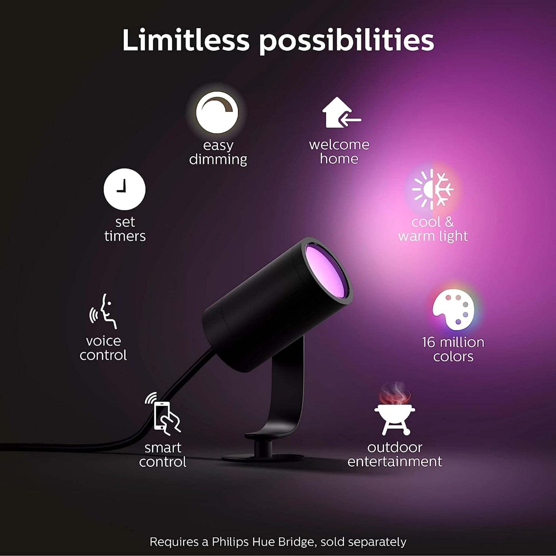 Philips Hue Lily Outdoor LED Spotlight Extension - Smart Garden Light