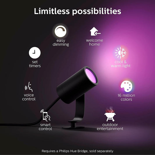 Philips Hue Lily Outdoor LED Spotlight Extension - Smart Garden Light