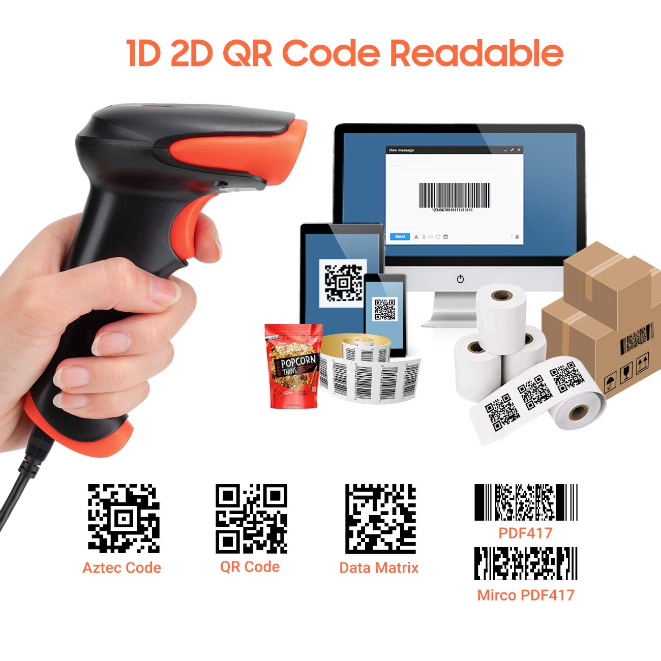 Tera Pro Bluetooth Wireless 1D 2D Barcode Scanner