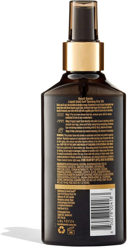 Bondi Sands Liquid Gold Self-Tanning Dry Oil (150ml) - Ultra Nourishing No Wash Off, Vegan Formula  Long-Lasting Golden Tan