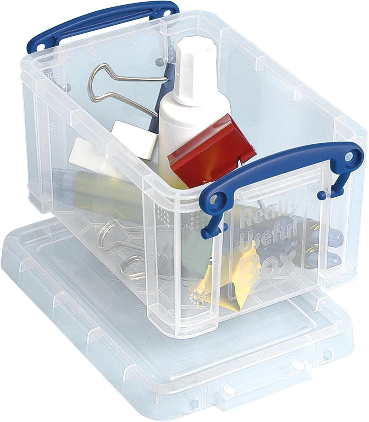 Really Useful Box 0.7 Litre Clear Plastic Storage Container 8x Pack with Clip Handles