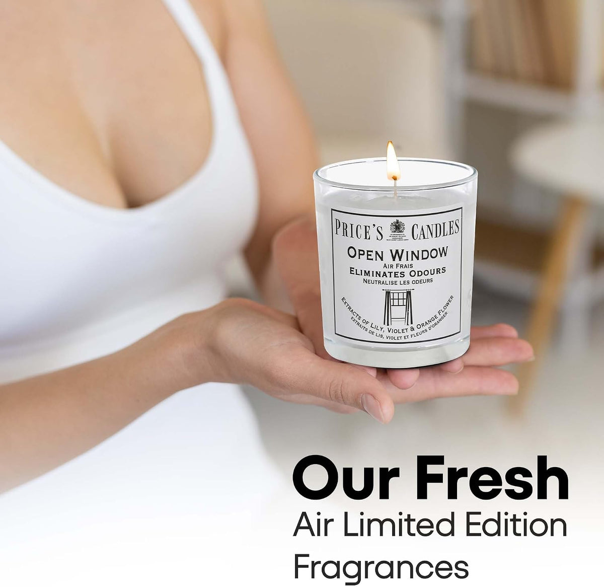 Price's Candles Set of 2 Fresh Air Odour Removing Jar Candles, Open Window