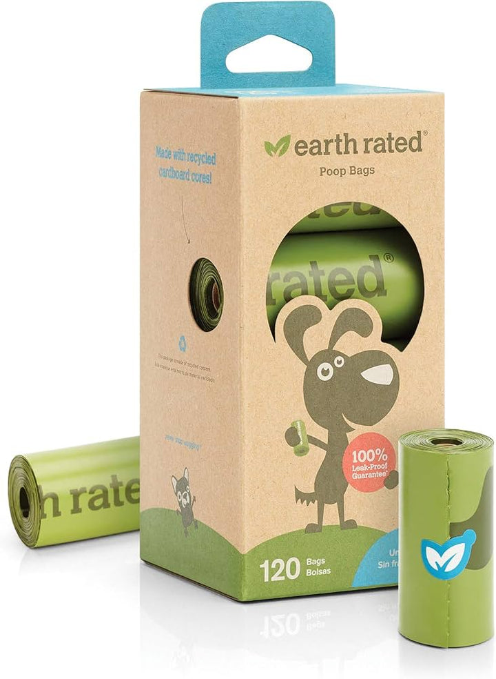 Earth Rated Dog Poo Bags with Handles, 120 Bags, Leakproof