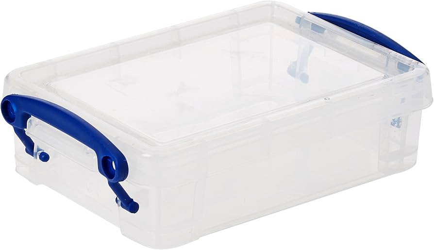 Really Useful Box 0.35 Litre Clear Plastic Storage Container 10x Pack with Clip Handles