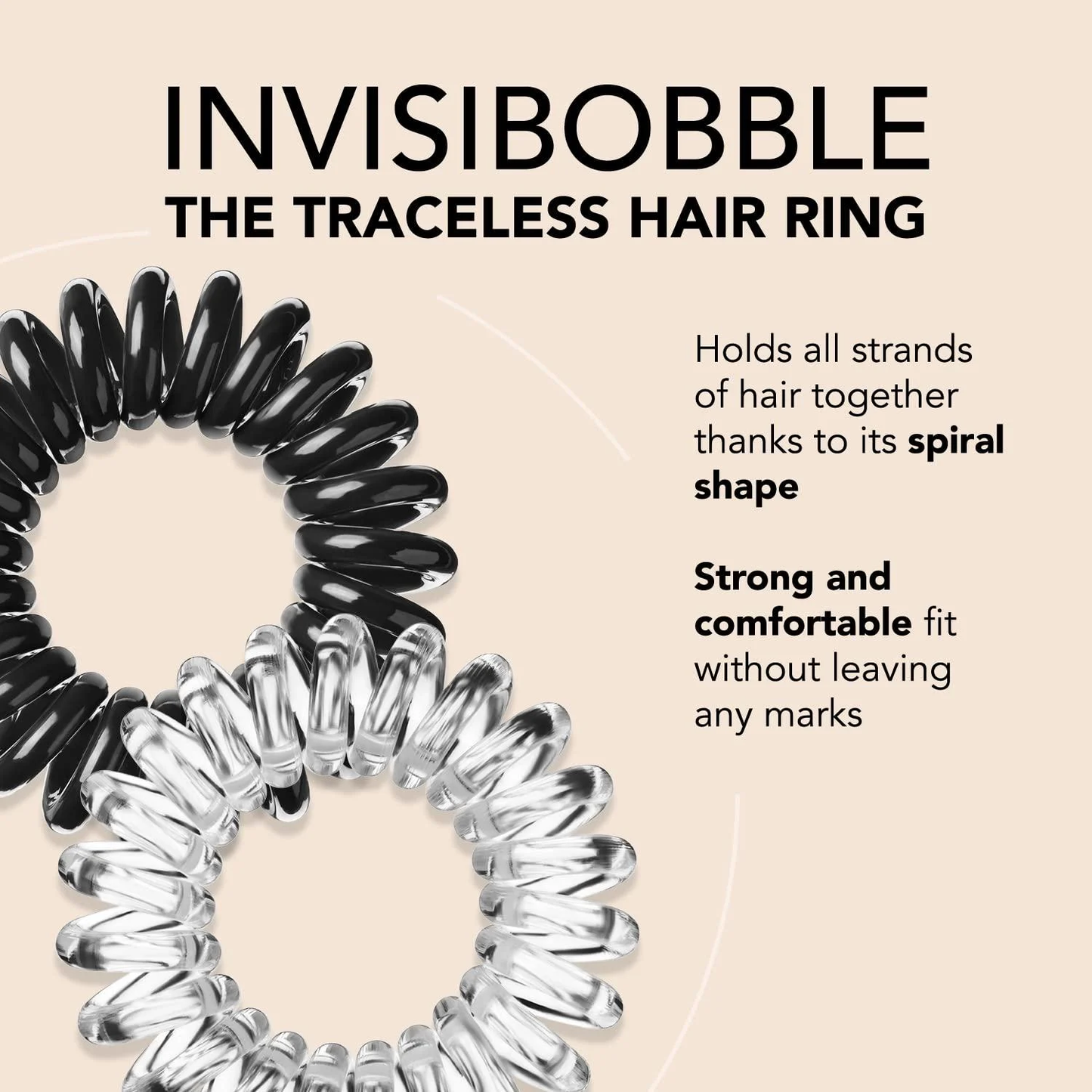 INVISIBOBBLE Original Clear Hair Tie 3 x 3 Pack Spiral Traceless Strong Hold Hair Rings