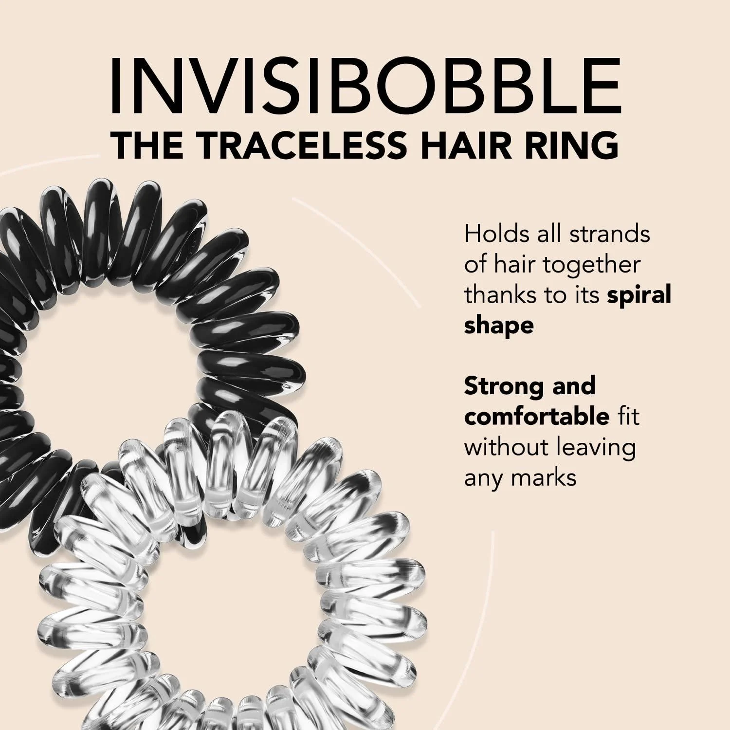 INVISIBOBBLE Original Clear Hair Tie 3 x 3 Pack Spiral Traceless Strong Hold Hair Rings