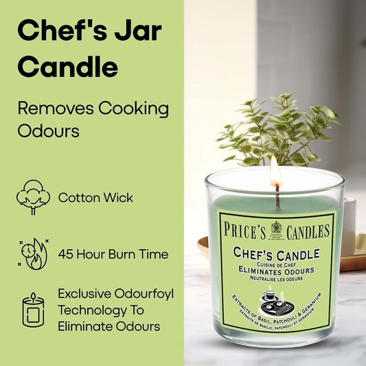 Price's Candles Set of 6 Fresh Air Odour Removing Jar Candles, Strong Chef