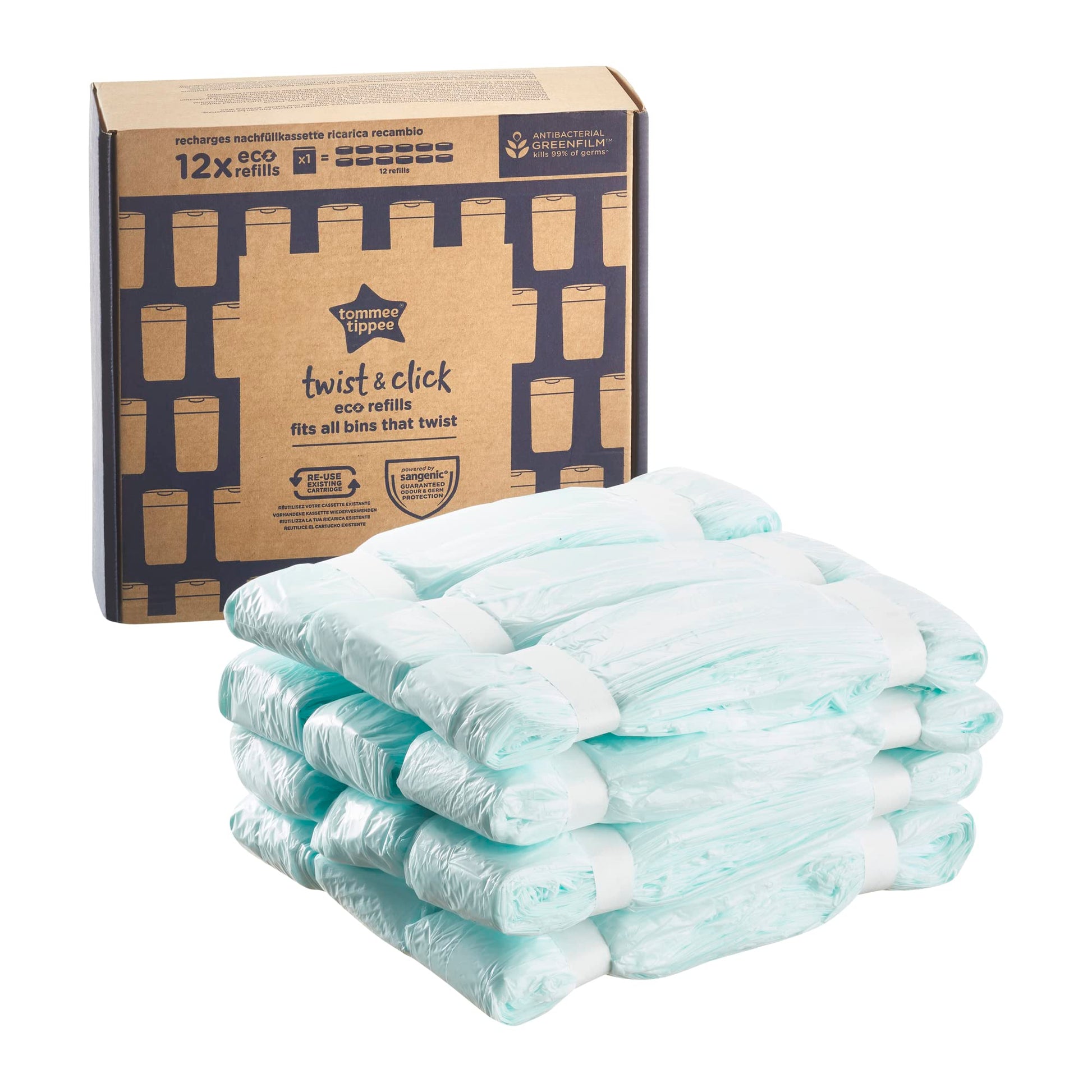Tommee Tippee Twist & Click Nappy Bin Refills - Pack of 12