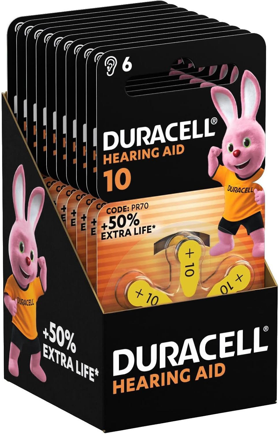 Duracell Size 10 Hearing Aid Batteries Pack 60 +50% Extra Life