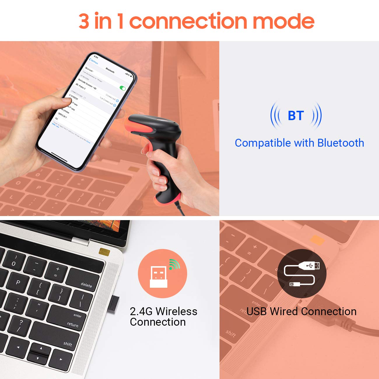 Tera Pro Bluetooth Wireless 1D 2D Barcode Scanner