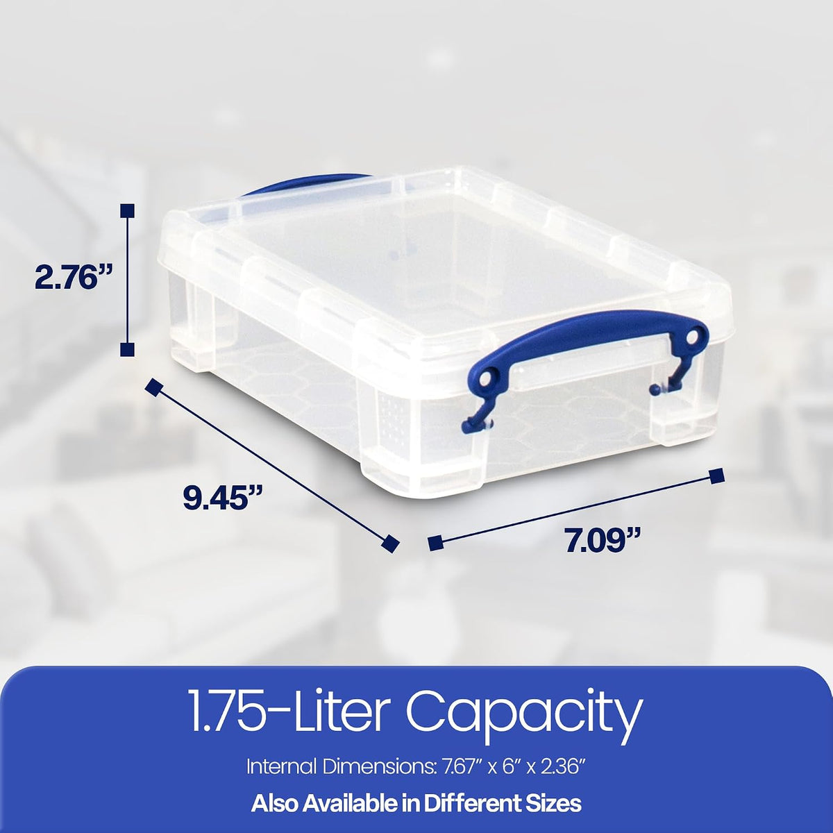 Really Useful Box 1.75 Litre Clear Plastic Storage Container with Clip Handles & Lid
