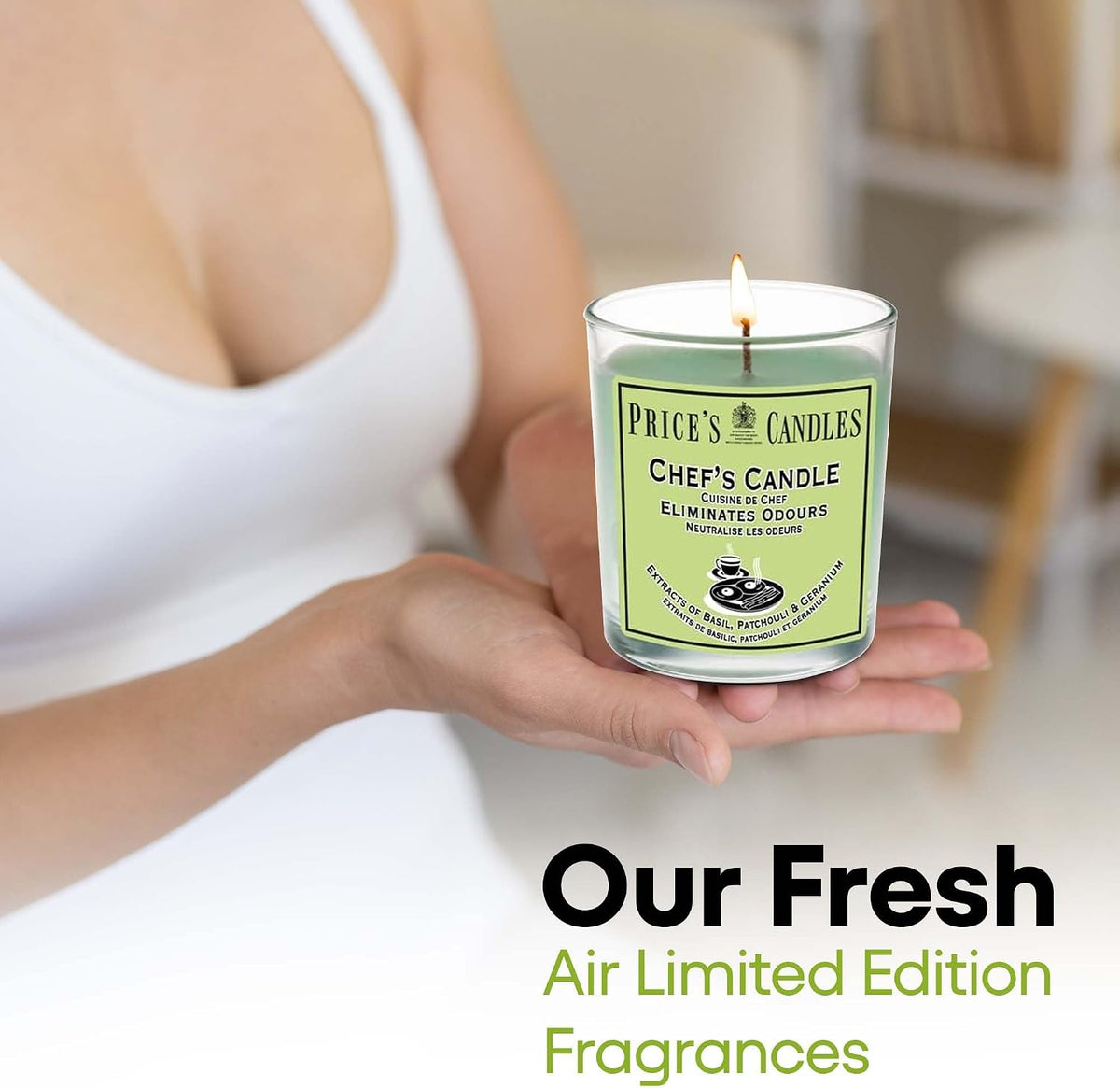 Price's Candles Set of 6 Fresh Air Odour Removing Jar Candles, Strong Chef